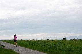 sports run along the green field