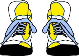 graphic image of bright sneakers with long laces