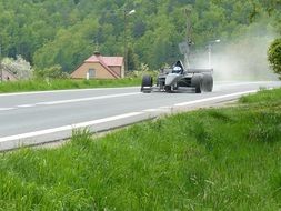 racing car on the road