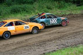 green and yellow racing cars