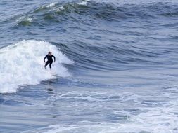surfer on foamy wave in sea
