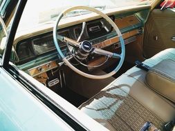 slim steering wheel in a retro car