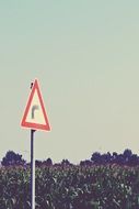 Right curve street sign