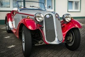 Grey and red old retro cabriolet