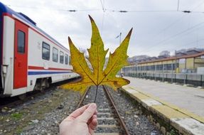 sheet against the background of railway tracks