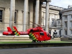 red rescue helicopter vehicle