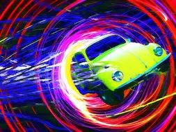 vintage beetle car in cute design