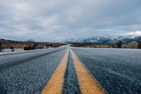 free highway in gorgeous winter landscape