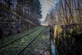 Old railway track autumn view