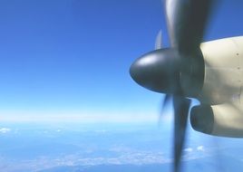 airplane propeller on sky background