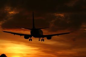 airplane on the evening sky