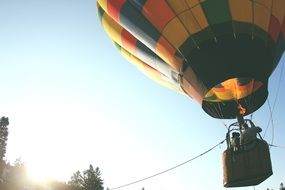 hot air balloon in the summer sky