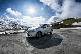 peugeot 208 car Snowy mountain view