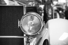 Old auto spotlight on the black and white recording