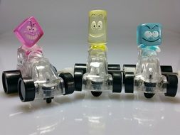 colorful racing cars with figures