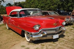 retro auto red on a sunny day