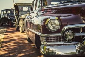 vintage american cars in light and shadow