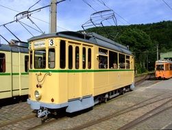 yellow old historic tram car