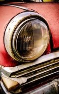 headlight on an old car close up