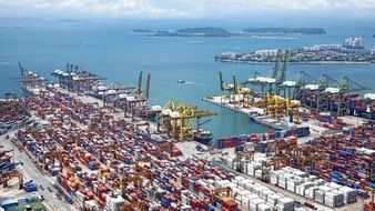 panoramic view of port containers