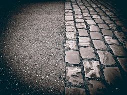 cobblestones road paving