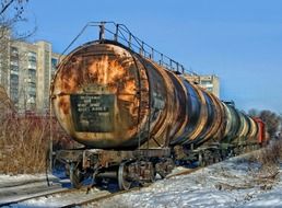 Old tank cars on the railroad in Ukraine