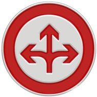 red road sign with arrows
