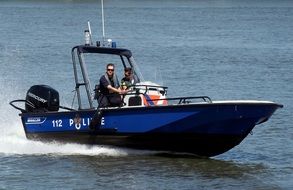 speed police boat on a water