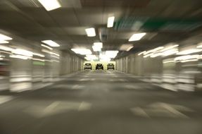 car race in the tunnel