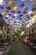 Colorful umbrellas on the street