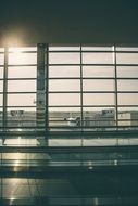 panoramic view of the interior of a airport