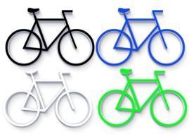 four bicycles in different colors, illustration