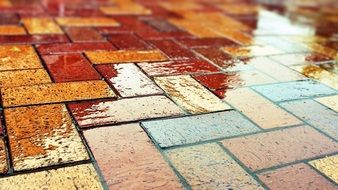 wet pavement tiles