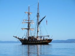 two-mast sailing boat at sea