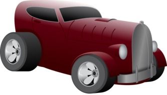 Vintage red car clipart on white background