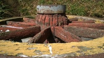 vintage wooden wheel closeup