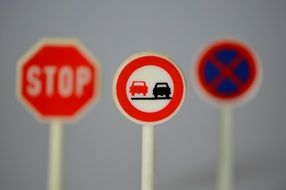 traffic signs on gray background