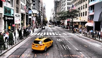 yellow taxi on the road, usa, manhattan, nyc