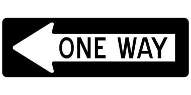 left arrow labeled one way