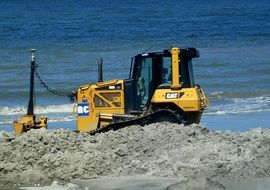 Tracked vehicle on sand