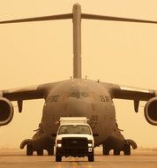 airborne cargo airplane on the runway