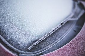 closeup picture of Frozen window of the car
