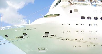 huge white cruise ship closeup