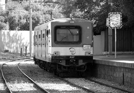 electric train on railroad