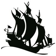 silhouette of sailing ship, drawing