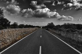 highway in Mallorca in monochrome image