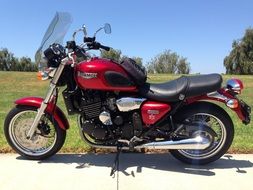 red motorcycle with powerful engine