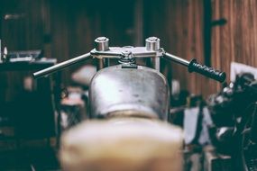 vintage motorcycle in the garage close up