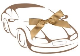 drawing of a car with a golden bow