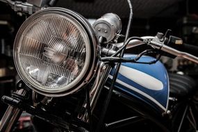 headlight of a motorcycle close up